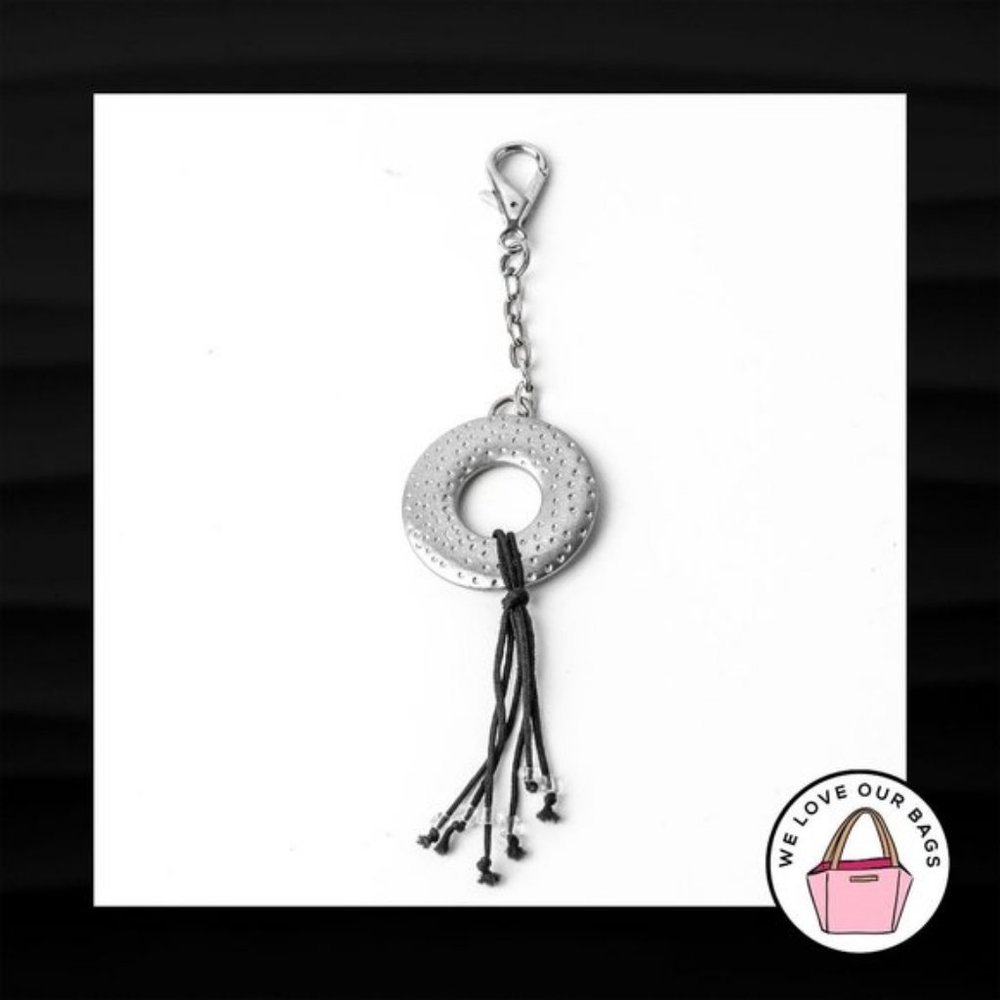 THE SAK CIRCLE CHARM SILVER LEATHER TASSEL KEY FOB